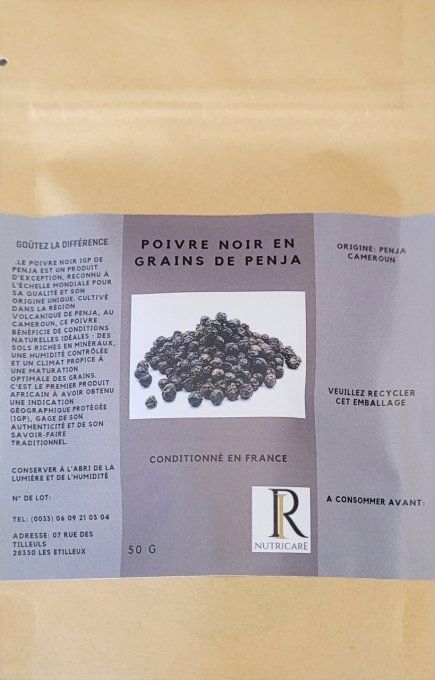 Poivre noir en grains de penja 